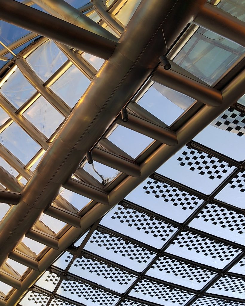 Skylight window. Window in commercial office or industrial building. abstract architectural background Window in commercial office or industrial building. Modern design architecture